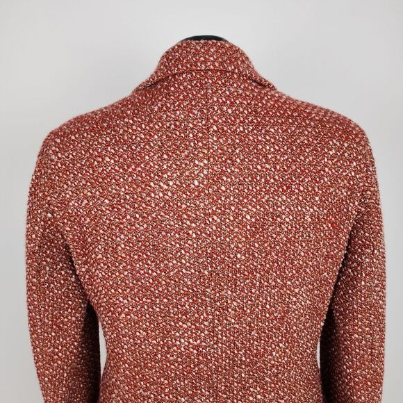 Rodel Spa Italy Wool Blend Coat Red White Cream Fall Winter Size 10 - Picture 15 of 16